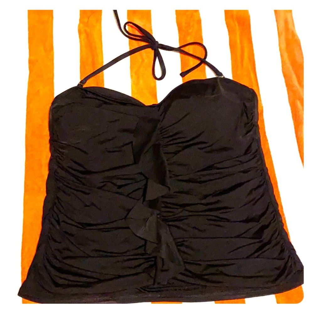 Apt. 9 Black Ruffled Swim Top